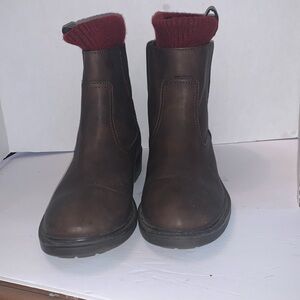 Tommy Hilfiger Brown Boots with red knit sock ankle boots size 10.